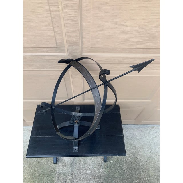 Late 20th Century Large Classical Iron Armillary Sphere Garden Sculpture on Stand – English Estate Style For Sale - Image 12 of 12