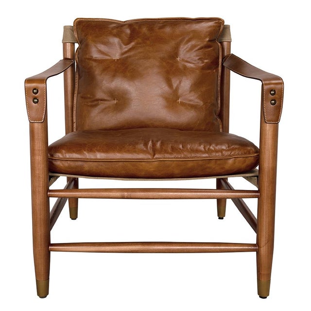 Metal NOIR Luther Chair, Cuba Brown Leather W/Canvas For Sale - Image 7 of 7