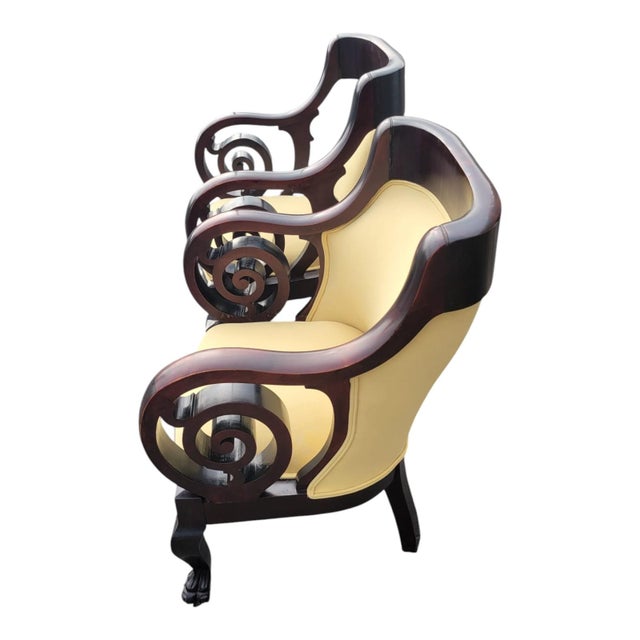 19th Century Walnut Empire Bedroom Chair Claw Feet-Newly Upholstered & Restored For Sale In Philadelphia - Image 6 of 16