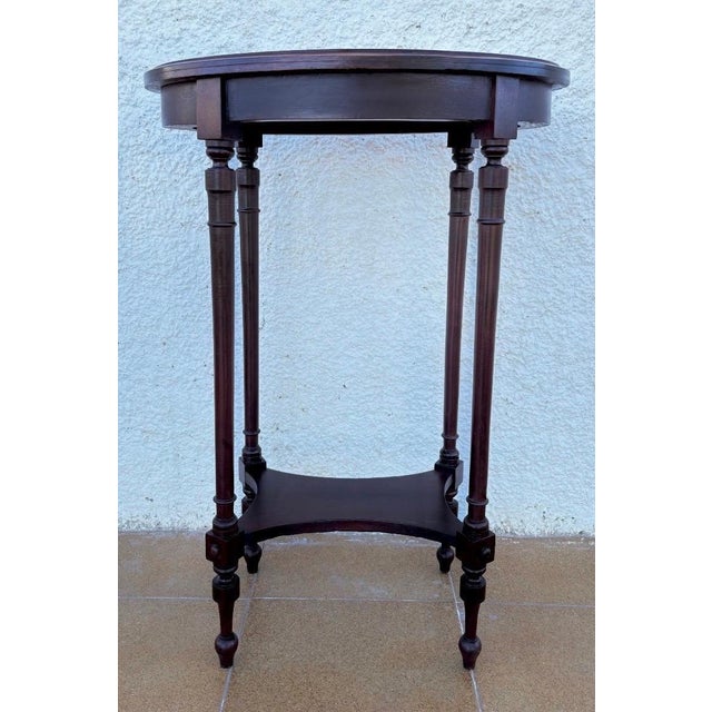 Mid Century French Wood Oval Side Table, 1950s For Sale - Image 4 of 7