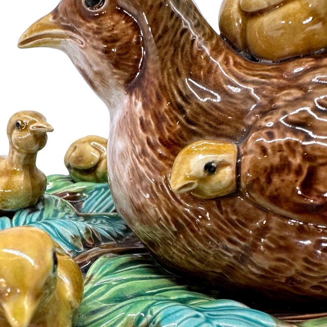 Ceramic A George Jones Majolica Game Tureen With a Quail and Her Chicks, English, 1874 For Sale - Image 7 of 12