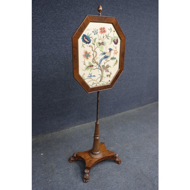 Empire Mahogany Firescreen With Crewelwork Tapestry Panel For Sale - Image 13 of 18