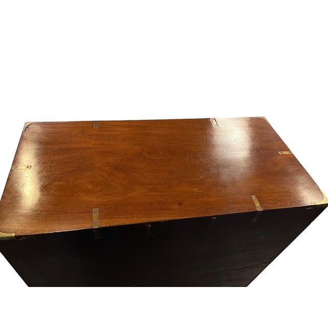 19th Century English Mahogany Campaign Secretary Chest For Sale - Image 3 of 15