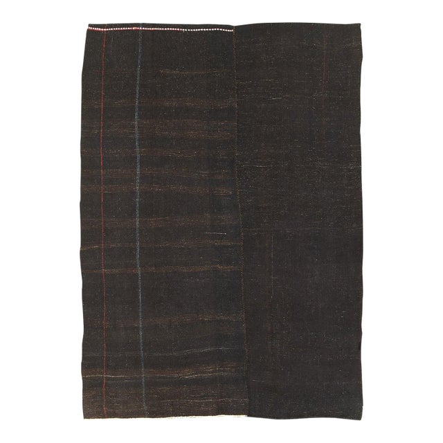 Galerie Shabab Collection Mid-20th Century Turkish Tribal Kilim Room Size Carpet in Dark Brown and Black For Sale
