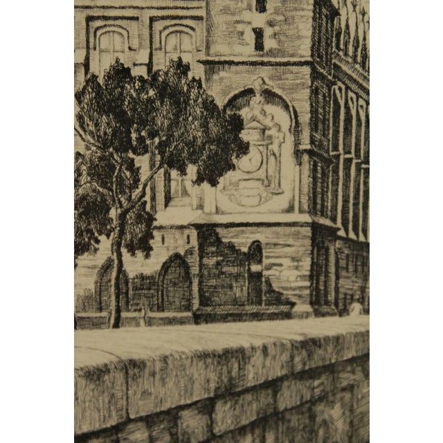 French Paris Street Scene Pair of Etchings For Sale - Image 11 of 13