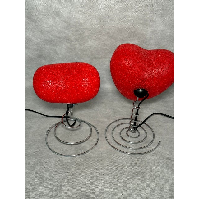 Metal Heart-Shaped Table Lamps, 1990s, Set of 2 For Sale - Image 7 of 10