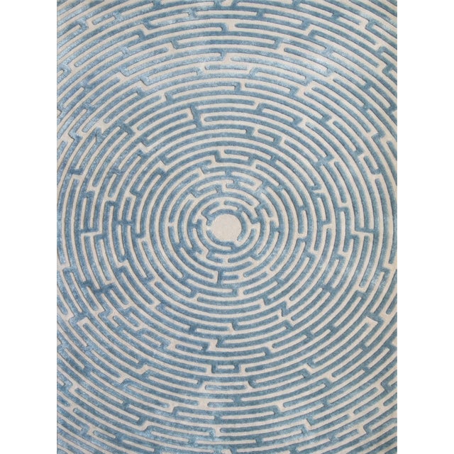 Amiens Hand-Tufted Maze Rug, Sky Blue, 10x14 For Sale - Image 4 of 4