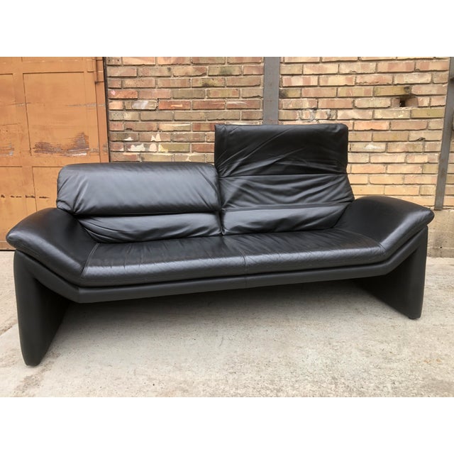 Animal Skin Three-Seater Sofa in Black Genuine Leather by Hans Kaufeld for de Sede, 1980s For Sale - Image 7 of 10