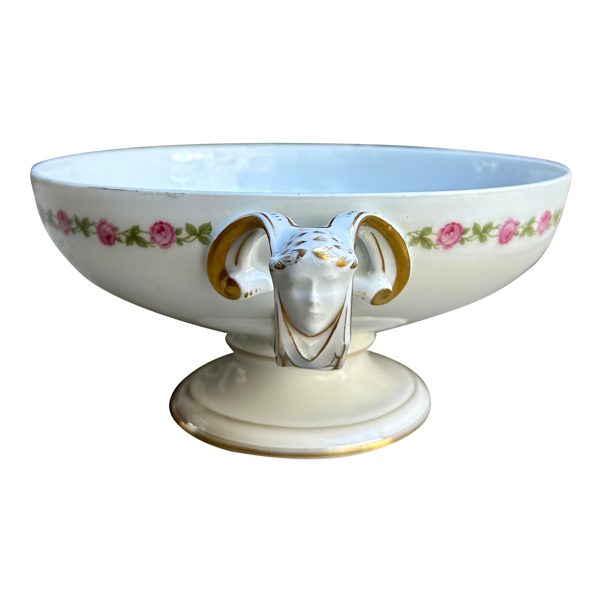 Antique Rosenthal Selb-Bavaria “Empire” Pedestal Bowl With Ram