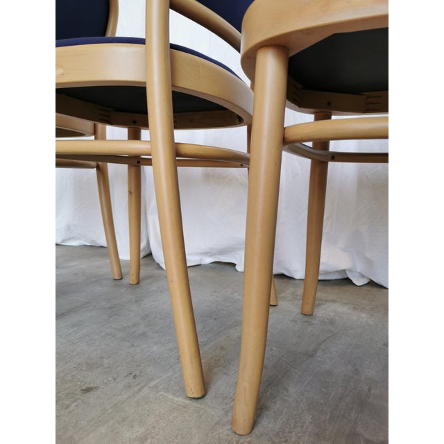 Blue Vintage Bentwood Dining Chairs in the style of Josef Hoffmann, 1970s, Set of 4 For Sale - Image 8 of 18