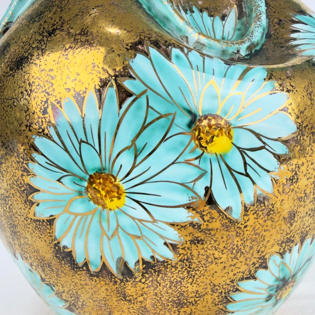 Midcentury Jw Co Hand Painted Gilt Vase For Sale - Image 4 of 12