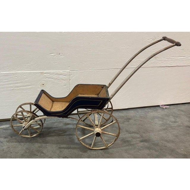 Folk Art 19thc Doll Buggy in Original Paint For Sale - Image 3 of 7