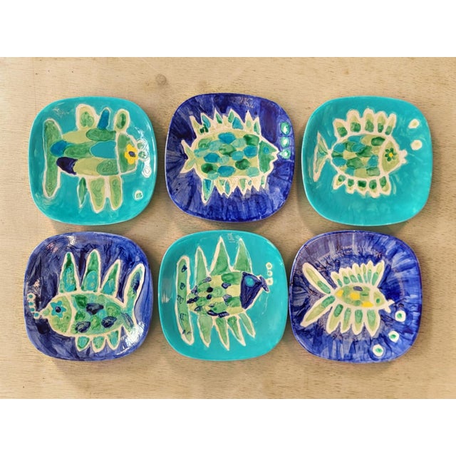 Vintage Ceramic Plates from Vallauris, 1960s, Set of 6 For Sale - Image 6 of 6