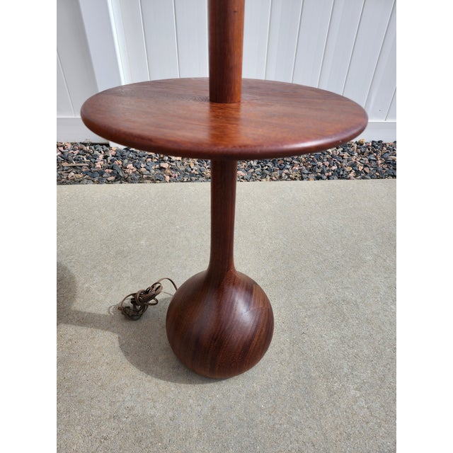 1950s Mid Century Modern Danish Teak Bulb Lamps - Floor and Table - A Pair For Sale - Image 4 of 8