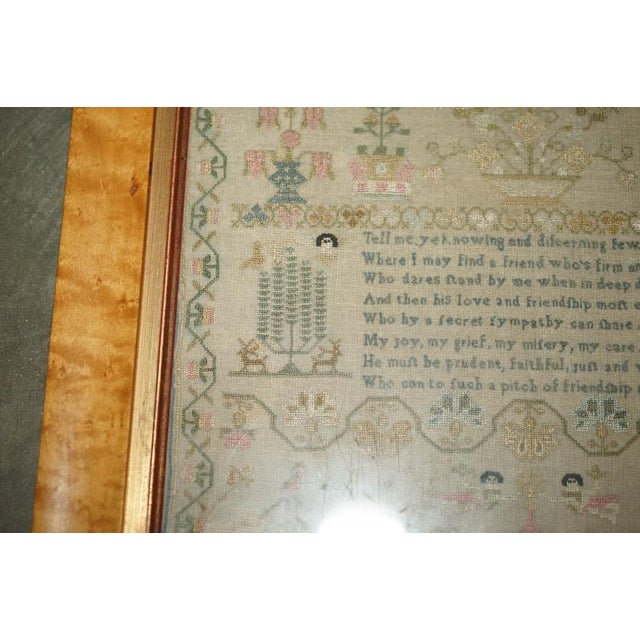 Antique George III Pictorial Friendship Sampler, 1798 For Sale - Image 10 of 17