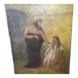 C1800 Antique Oil on Canvas Signed Italian Painting - Canvas Professionally Rebacked for Safety - Unframed