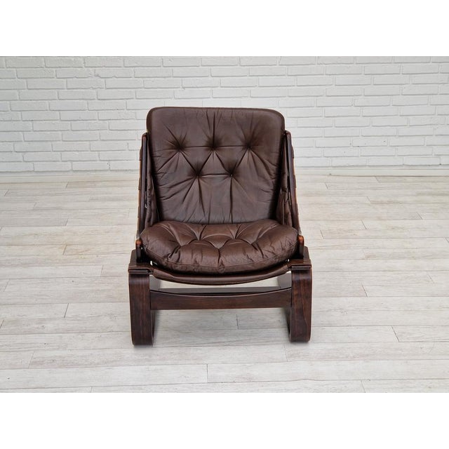 Brown Leather Lounge Chair by Ake Fribytter for Nelo Sweden, 1970s For Sale - Image 18 of 18
