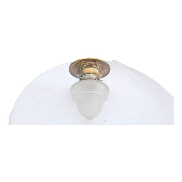 Art Nouveau Brass Flush Mount Ceiling Light, 1890s For Sale
