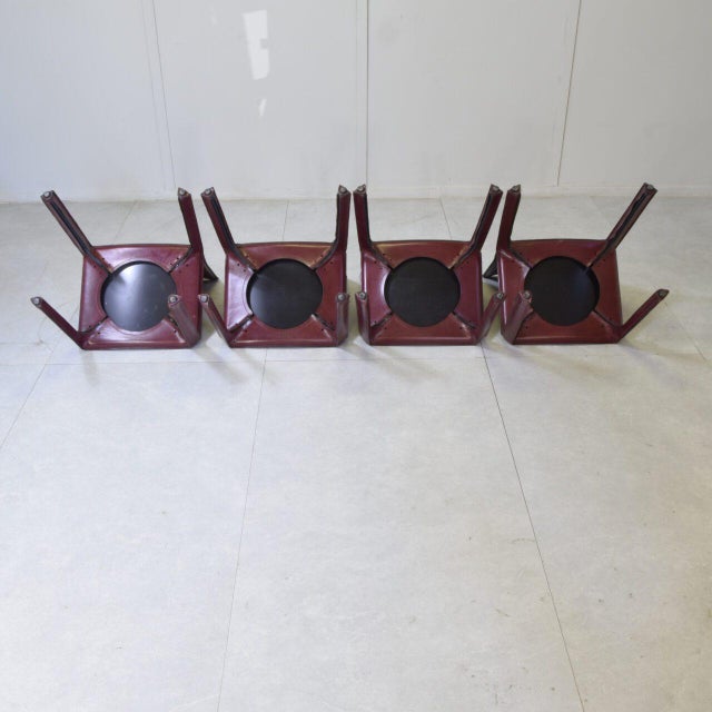 Cab 412 Chairs in Burgundy Leather by Mario Bellini for Cassina, 1970s, Set of 4 For Sale - Image 10 of 14
