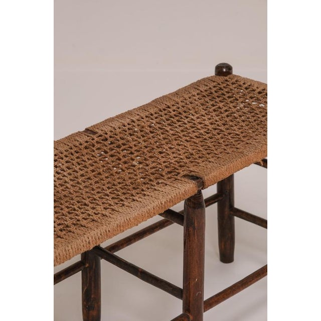 Gold French Woven Cord Bench, France, 1950 For Sale - Image 8 of 9