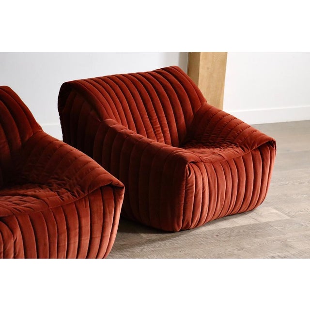 Sandra Lounge Chairs in Velvet by Annie Hieronimus for Cinna, France, 1970s, Set of 2 For Sale - Image 9 of 15