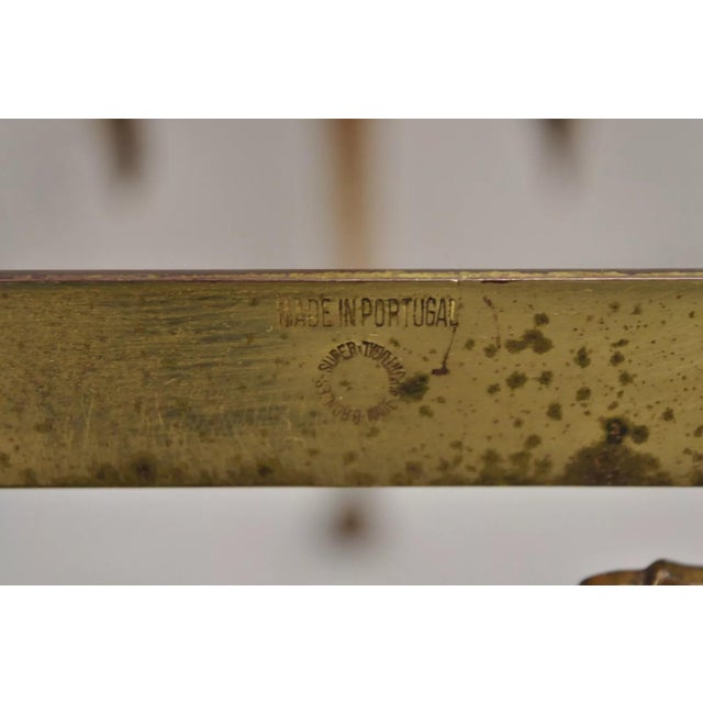 Vintage French Hollywood Regency Ornate Brass Triangular Etagere Stands - Pair For Sale - Image 10 of 12