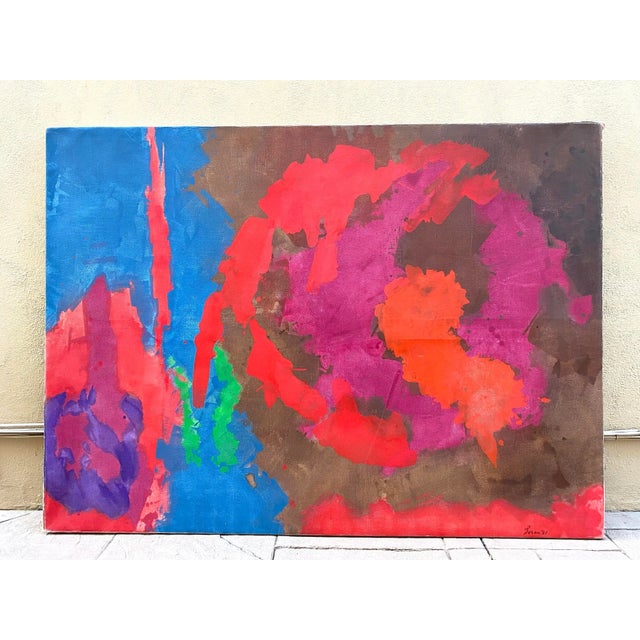 Erle Loran Strange Vista by Erle Loran, 1961 Mid-Century Modern Abstract Oil Painting, Kelly Wearstler Curated For Sale - Image 4 of 11