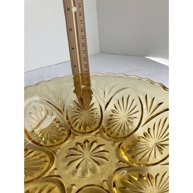 Amber Vintage Anchor Hocking Medallion Starburst Honey Amber Fruit Serving Bowl For Sale - Image 8 of 9