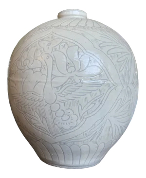 Mid 20th Century Korean Buncheong Stoneware Vase