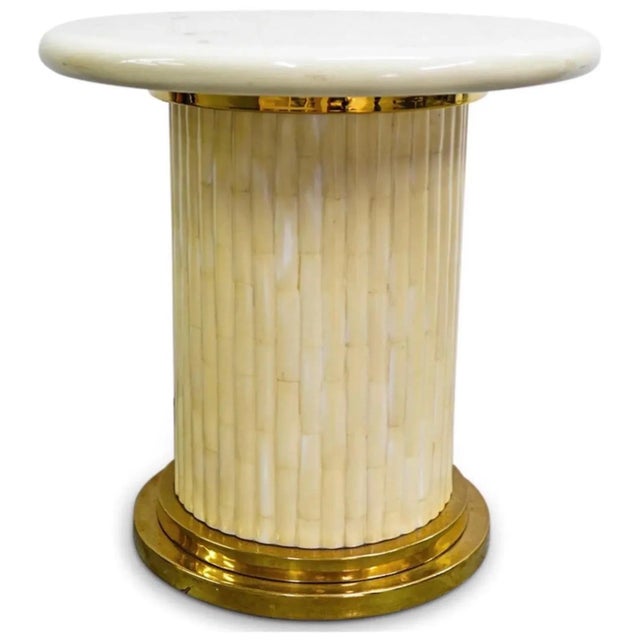 1980s Enrique Garcia Acrylic and Gilt Brass Side Table - A Pair For Sale - Image 5 of 7