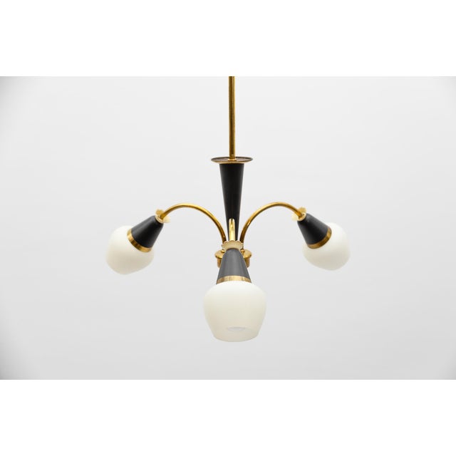Metal Mid-Century Modern Brass 3-Armed Sputnik Lamp, 1950s For Sale - Image 7 of 13