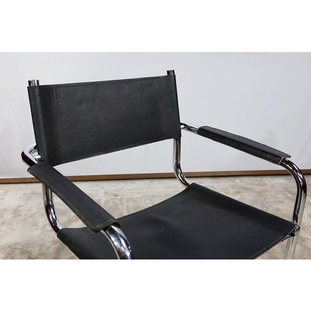 Chromed Metal Chair in Black Leather by Breuer, 1970 For Sale - Image 6 of 18
