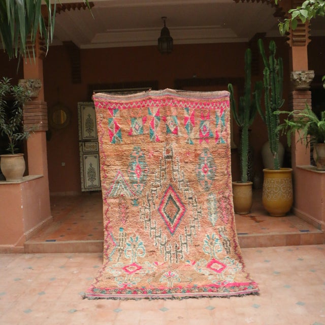 Peach Pink Moroccan Boho Rug For Sale - Image 8 of 9