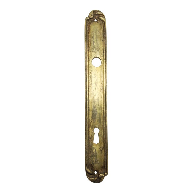Antique Gilded Brass French 10.875 In. Door Back Plate For Sale