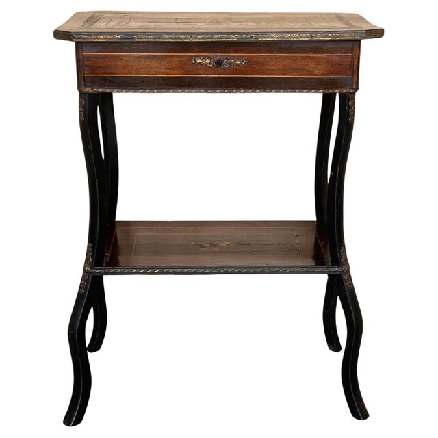 Late 19th Century Sewing Table Napoleon III Wood Marquetry and Brass, France For Sale - Image 15 of 18