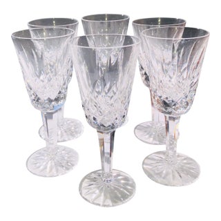 Mid 20th Century Elegant Set of 6 Cut Crystal Champagne Glasses With Star-Cut Bases For Sale