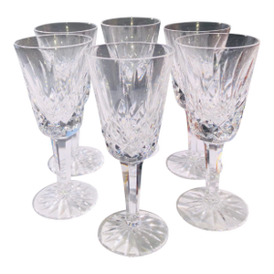 Mid 20th Century Elegant Set of 6 Cut Crystal Champagne Glasses With Star-Cut Bases