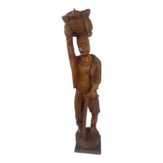 Vintage 1934 Tall Standing Wood Figure For Sale