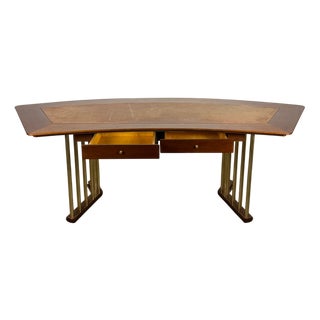 Brass and Wood Desk by Guido Faleschini, 1970s For Sale