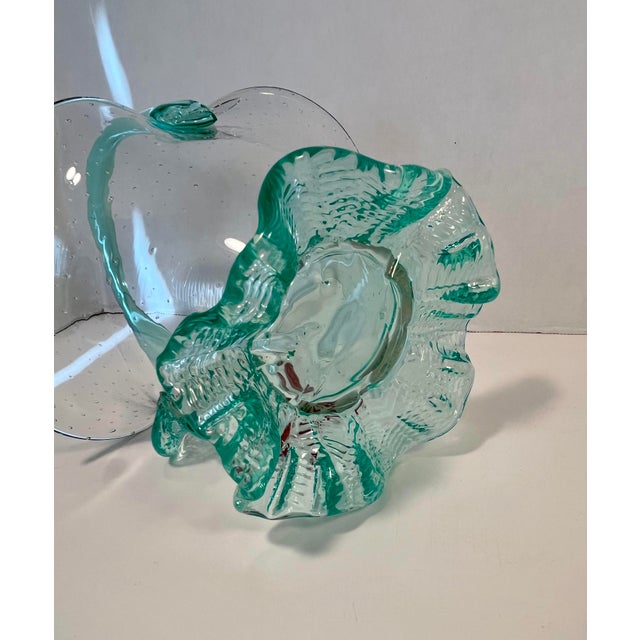 Vintage Loetz Control Bubbles Uranium Glass Basket With Applied Cherries For Sale In Los Angeles - Image 6 of 9