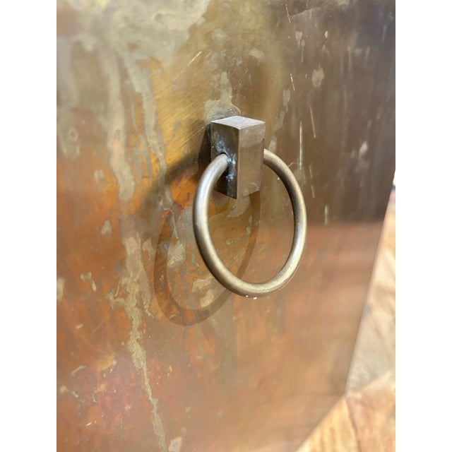 1970s Contemporary Solid Brass Square Jardinière /Planter With Ring Handles, 14” For Sale In New Orleans - Image 6 of 10