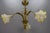 French Art Nouveau Brass and Glass 3-Light Iris-Shaped Chandelier, 1910s For Sale - Image 11 of 18