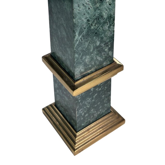 Neoclassical Green Marble & Brass Obelisk, 14.5" High For Sale - Image 10 of 11