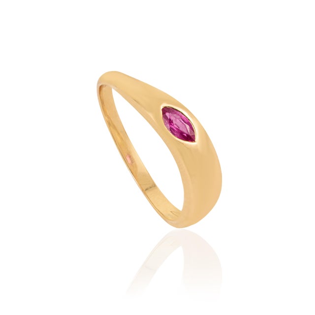 VR Jewels Chic Gypsy Set Ruby Chunky 14k Yellow Gold Dome Ring Size 4 by VRJewels For Sale - Image 4 of 17