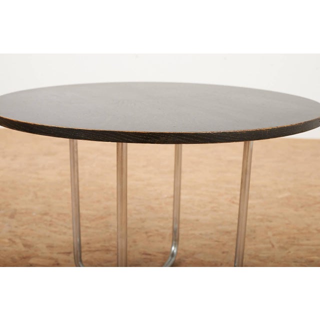 Wood Side Table in Chrome-Plated Tubular Steel with Black Ash Veneer Top For Sale - Image 7 of 10