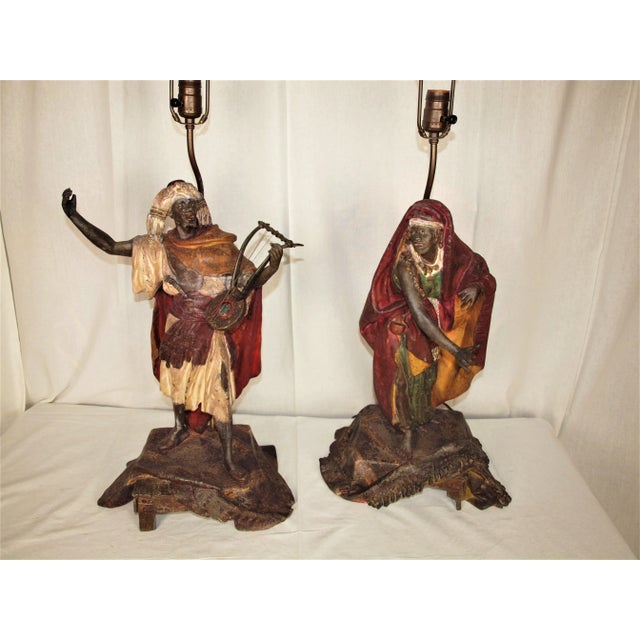 Moroccan 1920s French Moroccan Metal Lamps - a Pair For Sale - Image 3 of 13