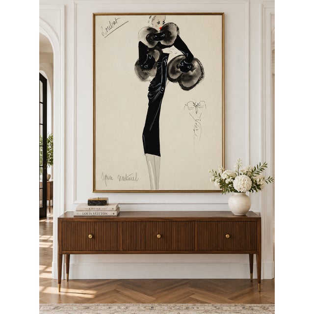 Art Deco Vintage French Fashion Art Print – Black Coat With Statement Fur Trim, 12" X 16" For Sale - Image 3 of 9