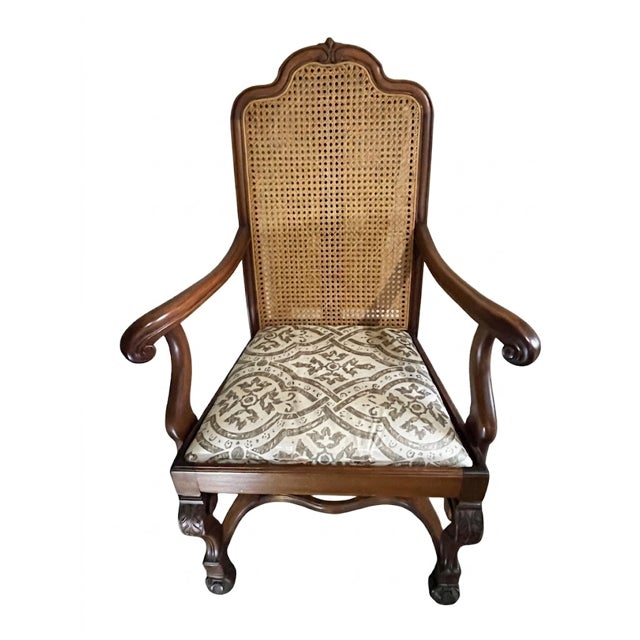 French Provincial Pair of Early 20th Century Louis XV Style Walnut Cane-Back Accent Chairs For Sale - Image 3 of 18