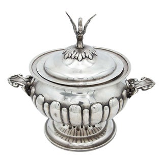 Fluted Silver Soup Tureen For Sale