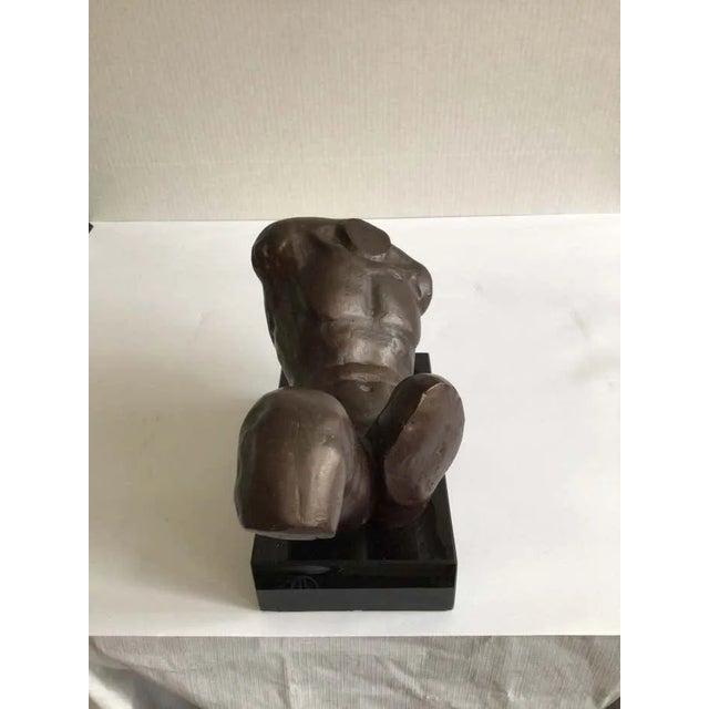 1970s 1970s Iron Male Nude Classical Sculpture on Polished Stone Base For Sale - Image 5 of 10